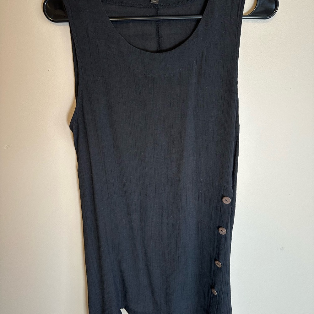 Coco + Carmen Black Buttoned Fitted Tank Top